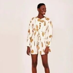 FARM RIO LEOPARD SHELL MATELASSE  ROMPER WITH QUILTED  WAISTBAND SIZE LARGE FLAW